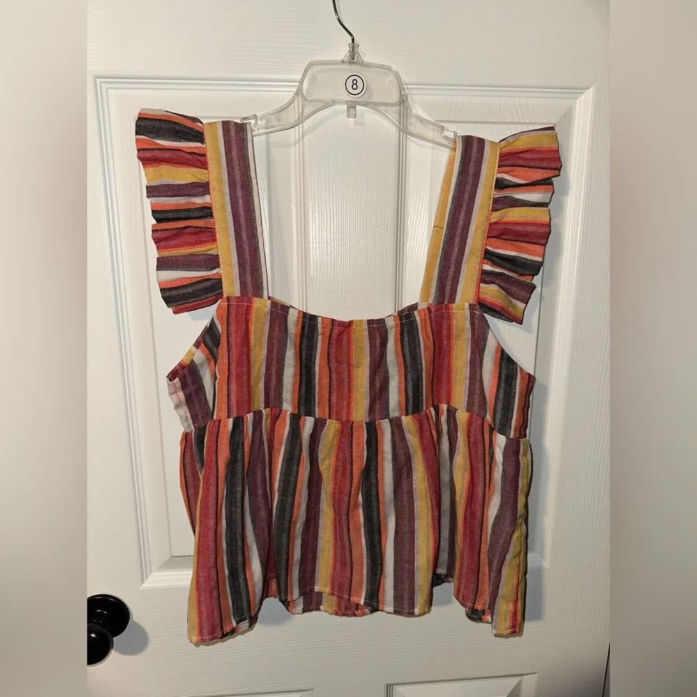 Multicolored Striped SHEIN Ruffled Top - Picture 2 of 3